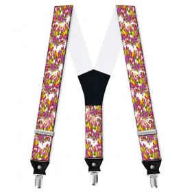 Bretele pantaloni personalizate, flori lalele roz, buchet